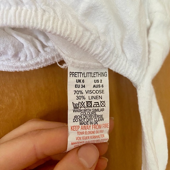 PrettyLittleThing linen Cream Off-Shoulder Blouse - Picture 4 of 4